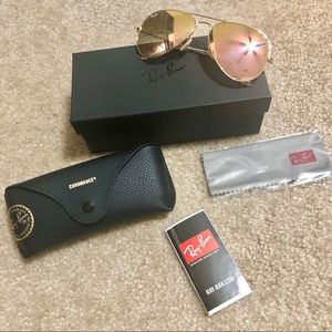 🆕 Ray-Ban Pink and Gold Original Aviator Size 58